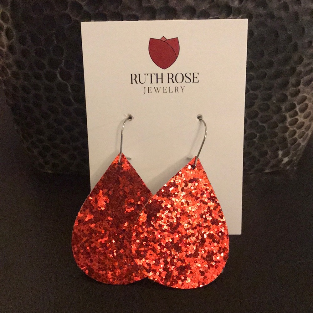 Red Glitter earrings